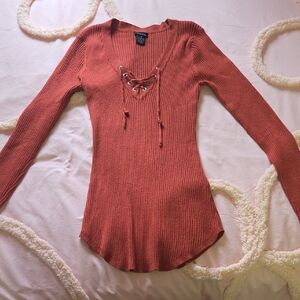 rue21 Rust Ribbed Knit Top